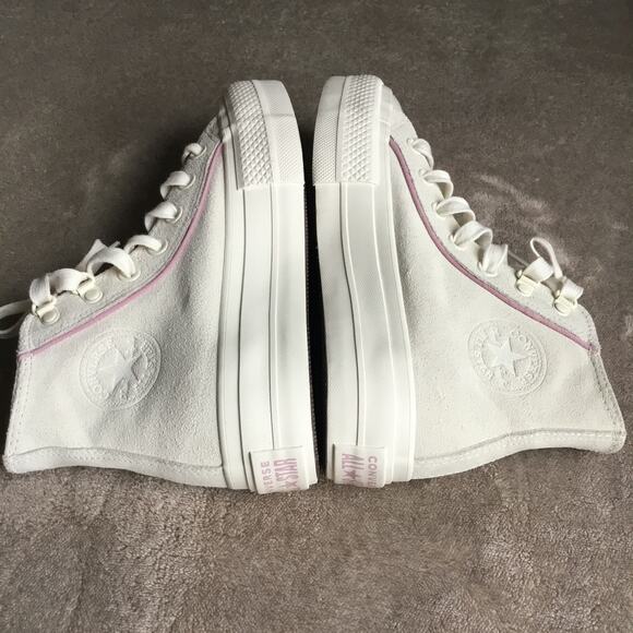 Converse Chuck Taylor All Star Lift platform sneakers white lilac detail Sz 5.5 - Picture 6 of 9